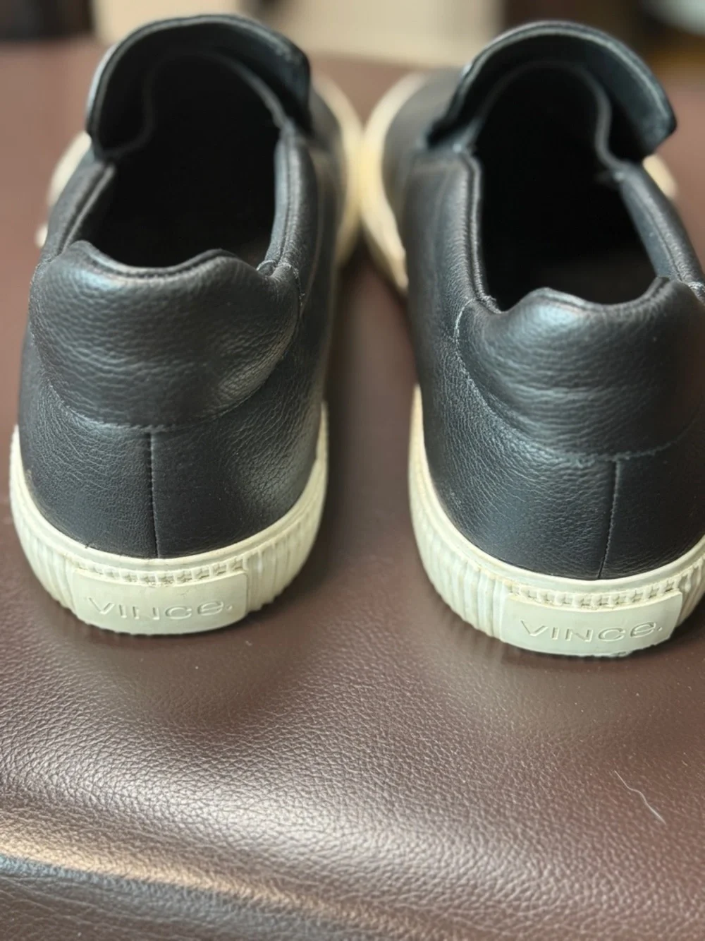 Vince Slip-On Sneakers Black Leather Casual Shoes Women’s Size 9.5